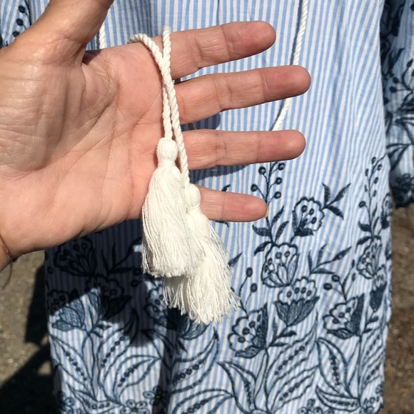 SOLD Swim Cover Up Wide Sleeve Embroidered Striped NWT - Picture 3 of 9